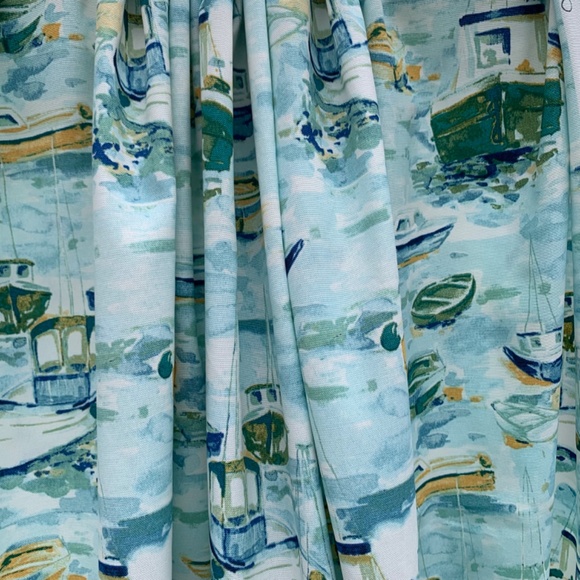 New Solarium Richloom Upholstery Fabric 4.5 yds Poly Canvas Blue Green Boats - Picture 6 of 10